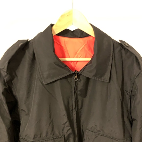 Black & Fluorescent Orange two-sided Bomber Jacket - Picture 2 of 6